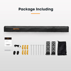 List of Awning items included in a package with San Hima branding on a white background