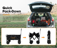 Collapsible camping storage wagon for easy storage and transport in vehicle boots