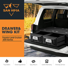 San Hima drawer and wing kit for Toyota Land Cruiser 200 Series with vehicle in background