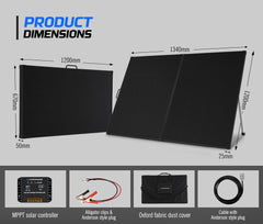 ATEM POWER 300W 12V Folding Solar Panel Kit Mono Shingled ETFE Battery Charger