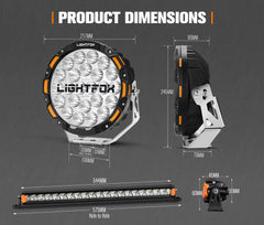 Lightfox OSRAM 9inch LED Driving Lights + 20" Single Row LED Light Bar + Wiring Kit