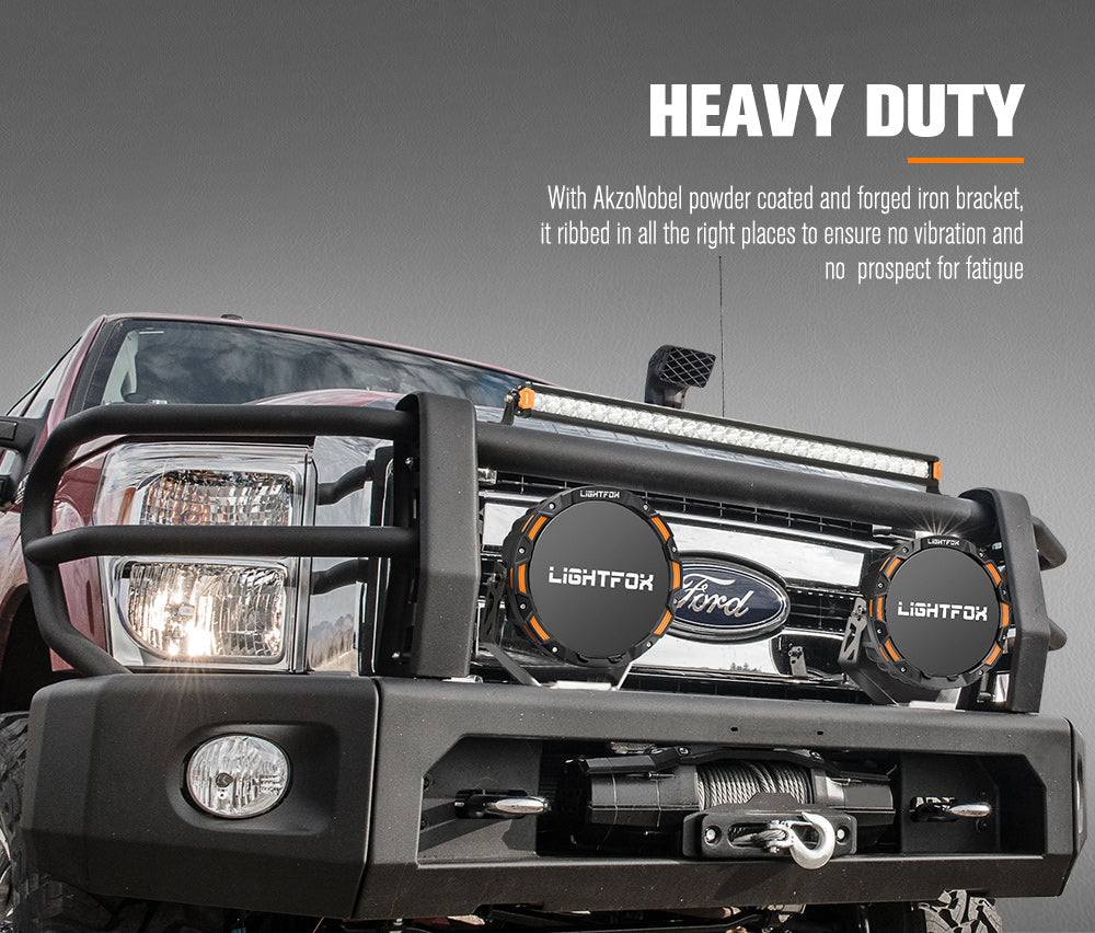Lightfox OSRAM 9inch LED Driving Lights + 28" Single Row LED Light Bar + Wiring Kit