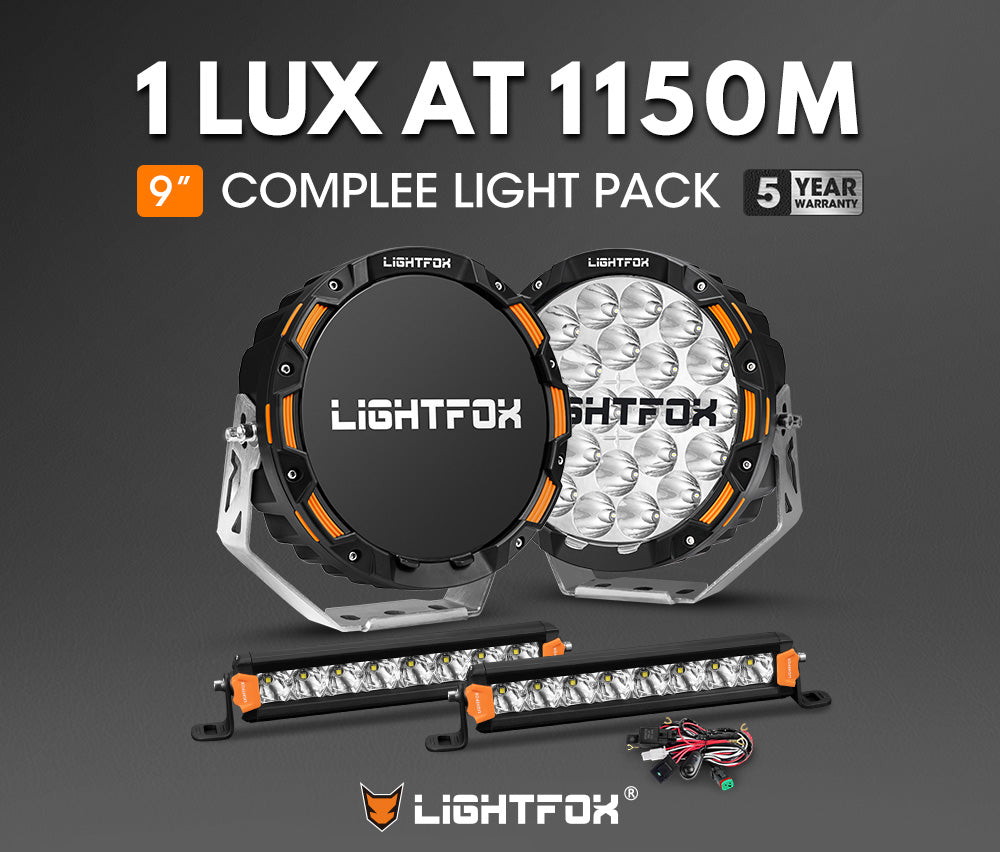 Lightfox OSRAM 9inch LED Driving Lights + 8inch LED Light Pods + Wiring Kit