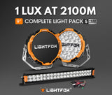 Lightfox Osram 9" LED Driving Lights + 20" Dual Row LED Light Bar w/ Wiring Kit