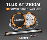 Lightfox Osram 9" LED Driving Lights + 40" Dual Row LED Light Bar w/ Wiring Kit