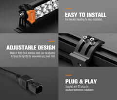 Lightfox Osram 9" LED Driving Lights + 40" Dual Row LED Light Bar w/ Wiring Kit