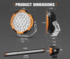 Lightfox Osram 9" LED Driving Lights + 40" Dual Row LED Light Bar w/ Wiring Kit