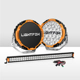 Lightfox Osram 9" LED Driving Lights + 40" Dual Row LED Light Bar w/ Wiring Kit