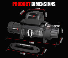 Fieryred 12V 13000LBS Electric Winch With Synthetic Rope