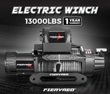 Fieryred 12V 13000LBS Electric Winch With Synthetic Rope
