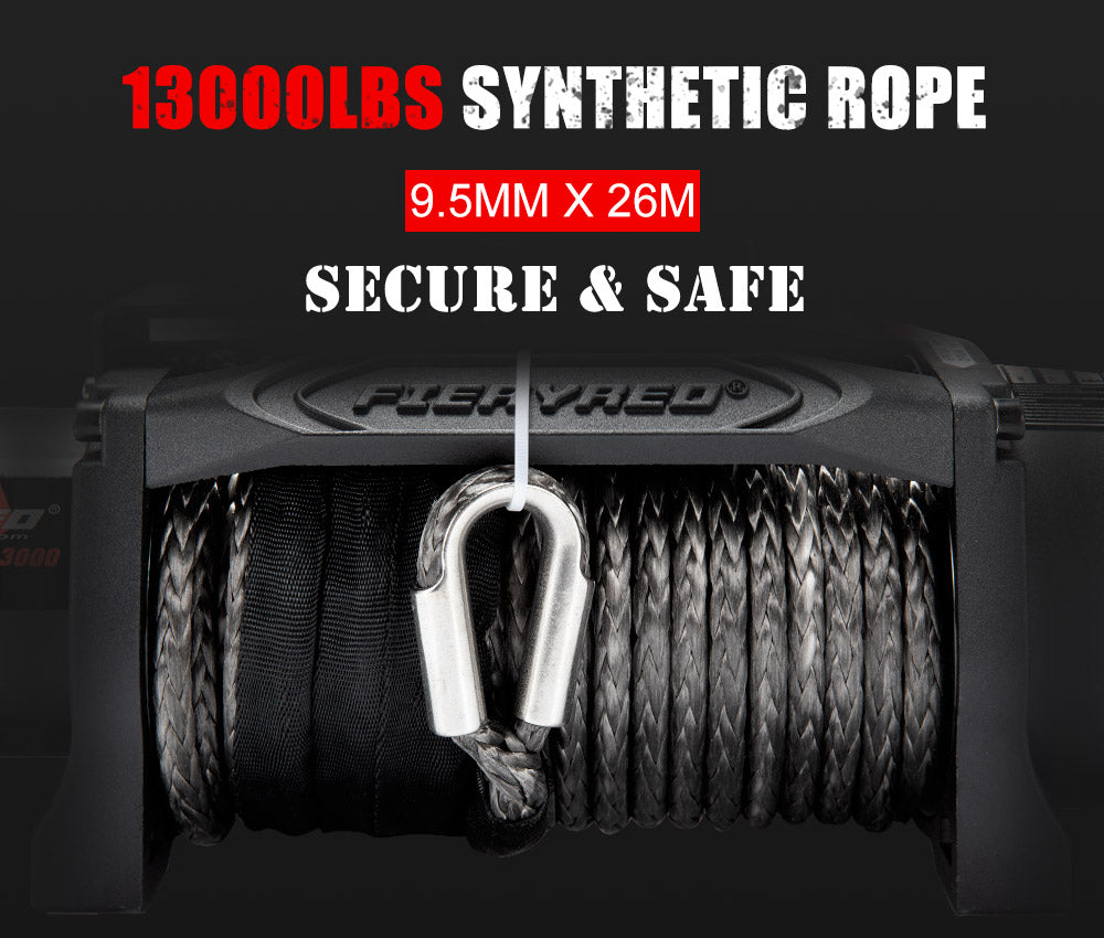 Fieryred 12V 13000LBS Electric Winch With Synthetic Rope