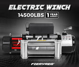 Fieryred Wireless 14500LBS 12V Electric Winch +  Mount Plate