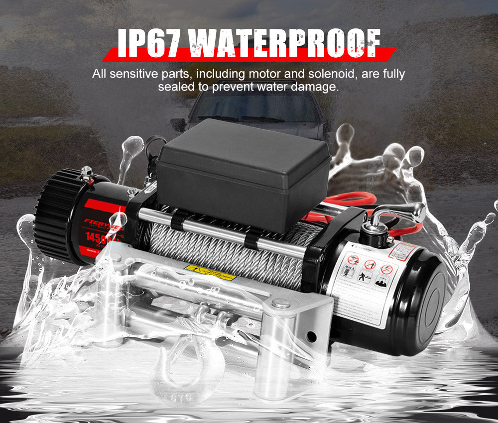 Fieryred Wireless 14500LBS 12V Electric Winch + Mount Plate 4WD Warehouse