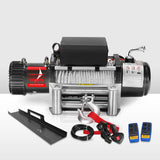 Fieryred Wireless 14500LBS 12V Electric Winch +  Mount Plate