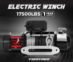 Fieryred 17500LBS Winch Wireless Synthetic Rope 12V Remote Atv 4WD