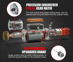 Fieryred 17500LBS Winch Wireless Synthetic Rope 12V Remote Atv 4WD
