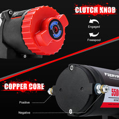 Fieryred Electric Winch 12V 5500LBS Synthetic Rope Wireless Remotes ATV UTV Boat - 4WD Warehouse