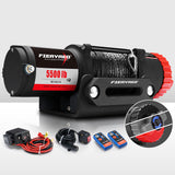 Fieryred Electric Winch 12V 5500LBS Synthetic Rope Wireless Remotes ATV UTV Boat - 4WD Warehouse