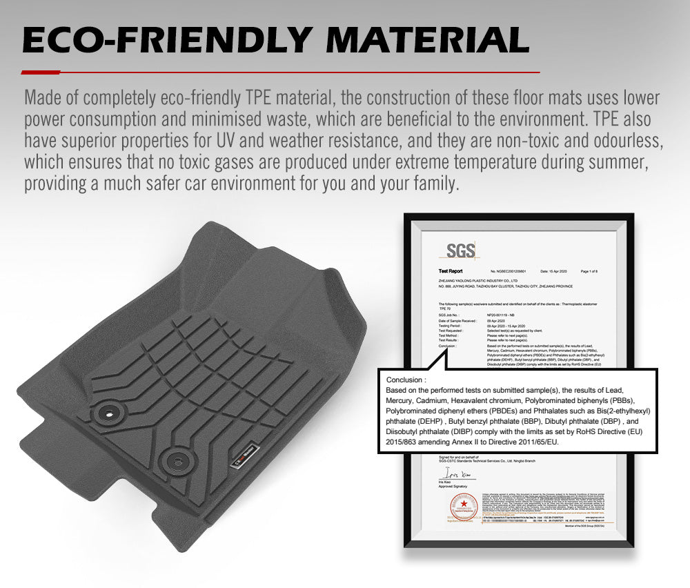 Kiwi Master 3D TPE Car Floor Mat for Ford Ranger Wildtrak Raptor 2011-MY2021 PX PX2