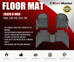 Kiwi Master 3D TPE Car Floor Mats Fit ISUZU D-MAX DMAX Dual Cab UTE 2021+