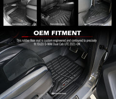 Kiwi Master 3D TPE Car Floor Mats Fit ISUZU D-MAX DMAX Dual Cab UTE 2021+