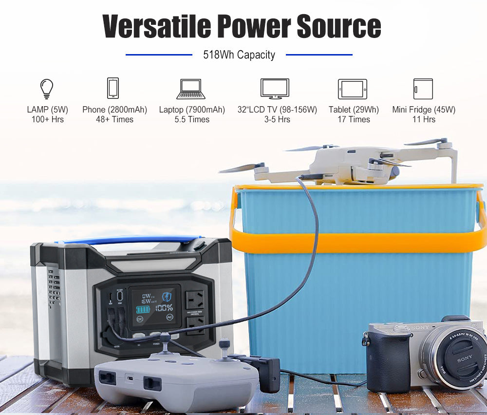 Atem Power AP500X Portable Power Station 500W Generator Solar Charging Battery Backup