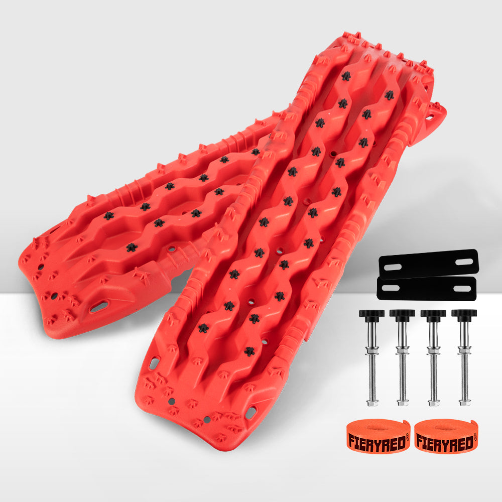 Fieryred Recovery Tracks 15 Tons Red + Mounting Pins Truck Roof Rack Sand Mud