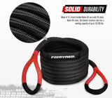 Fieryred Recovery Kit Tow Rope 22mm x 6m Soft Shackle 15T Snatch Block Pulley
