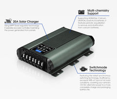 Atem Power 12V 20A DC to DC Battery Charger MPPT System Kit Isolator Dual Battery