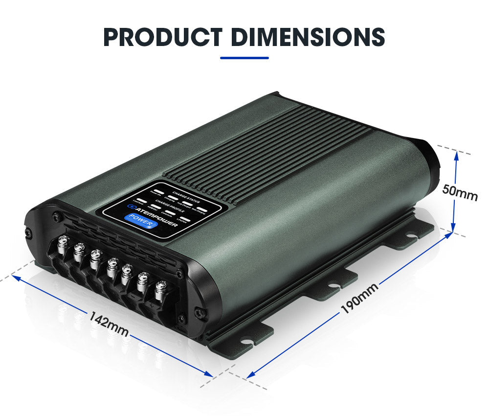 Atem Power 12V 20A DC to DC Battery Charger MPPT System Kit Isolator Dual Battery