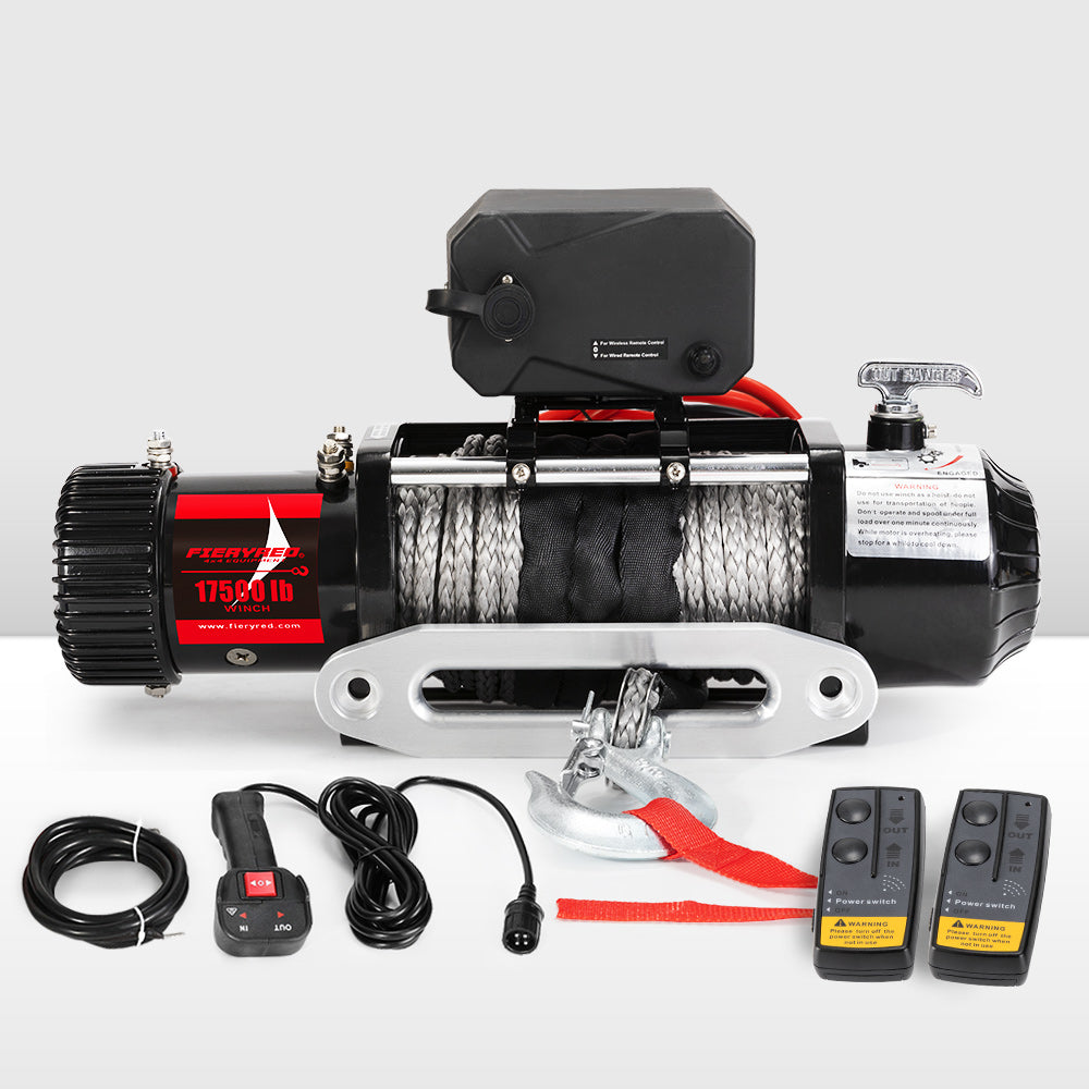 Fieryred 17500LBS Winch Wireless Synthetic Rope 12V Remote Atv 4WD